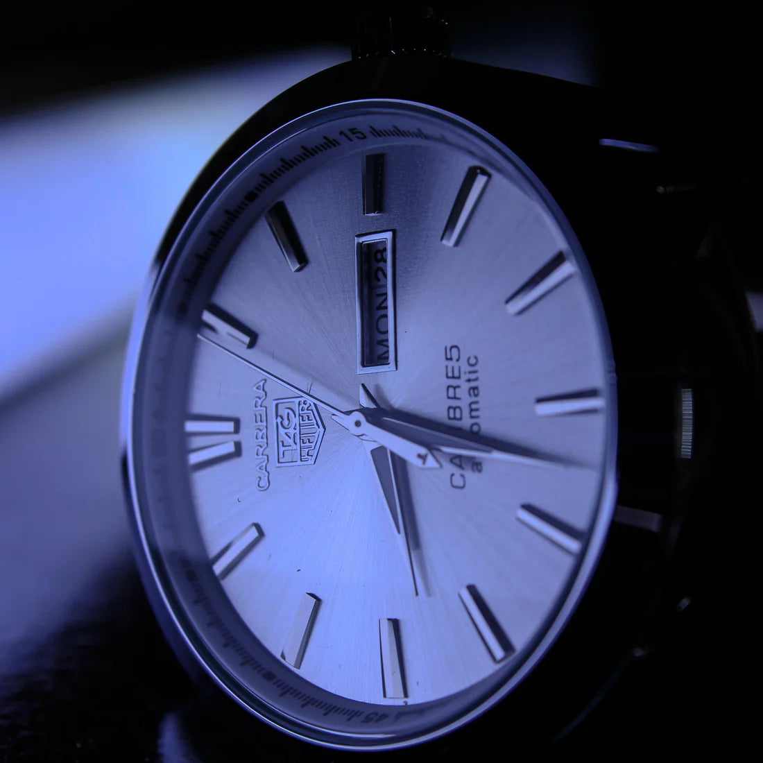 Carrera Tag Heuer - Master Lock, Day & Date , Leather Strap Watch Brown Colour