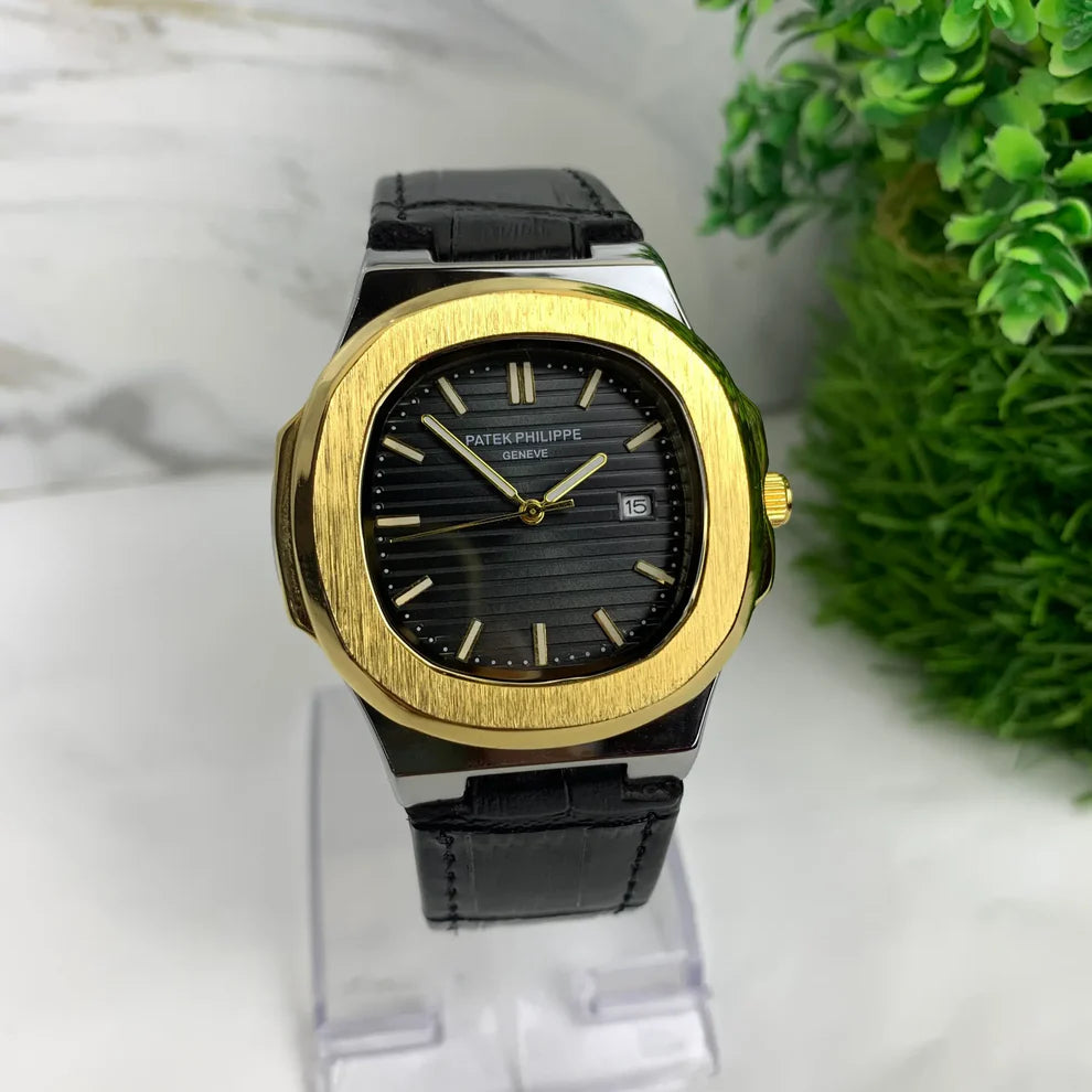Patek Philippe Rose Gold Octagonal Watch with Premium Leather Strap