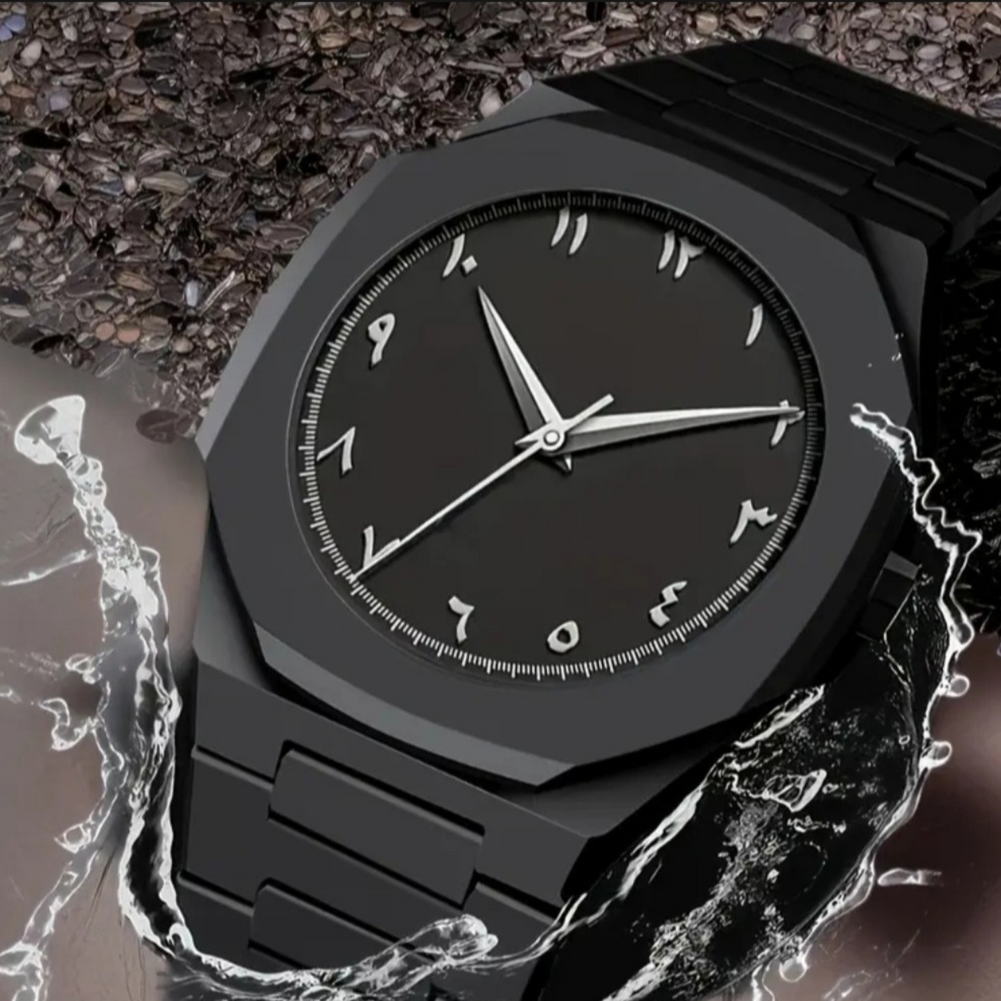 Black Aura Quartz Watch – Stylish Analog Watch for Men & Boys