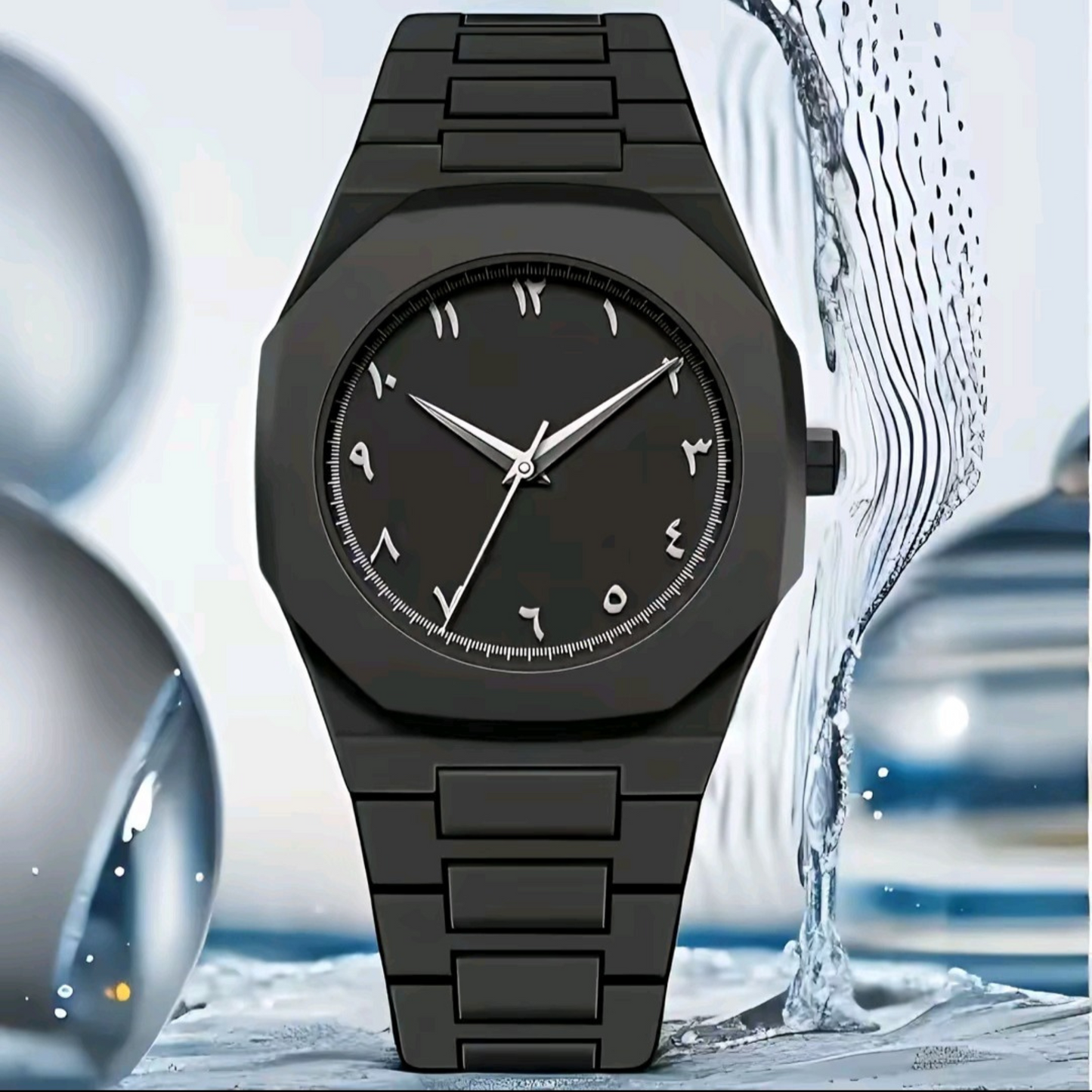 Black Aura Quartz Watch – Stylish Analog Watch for Men & Boys