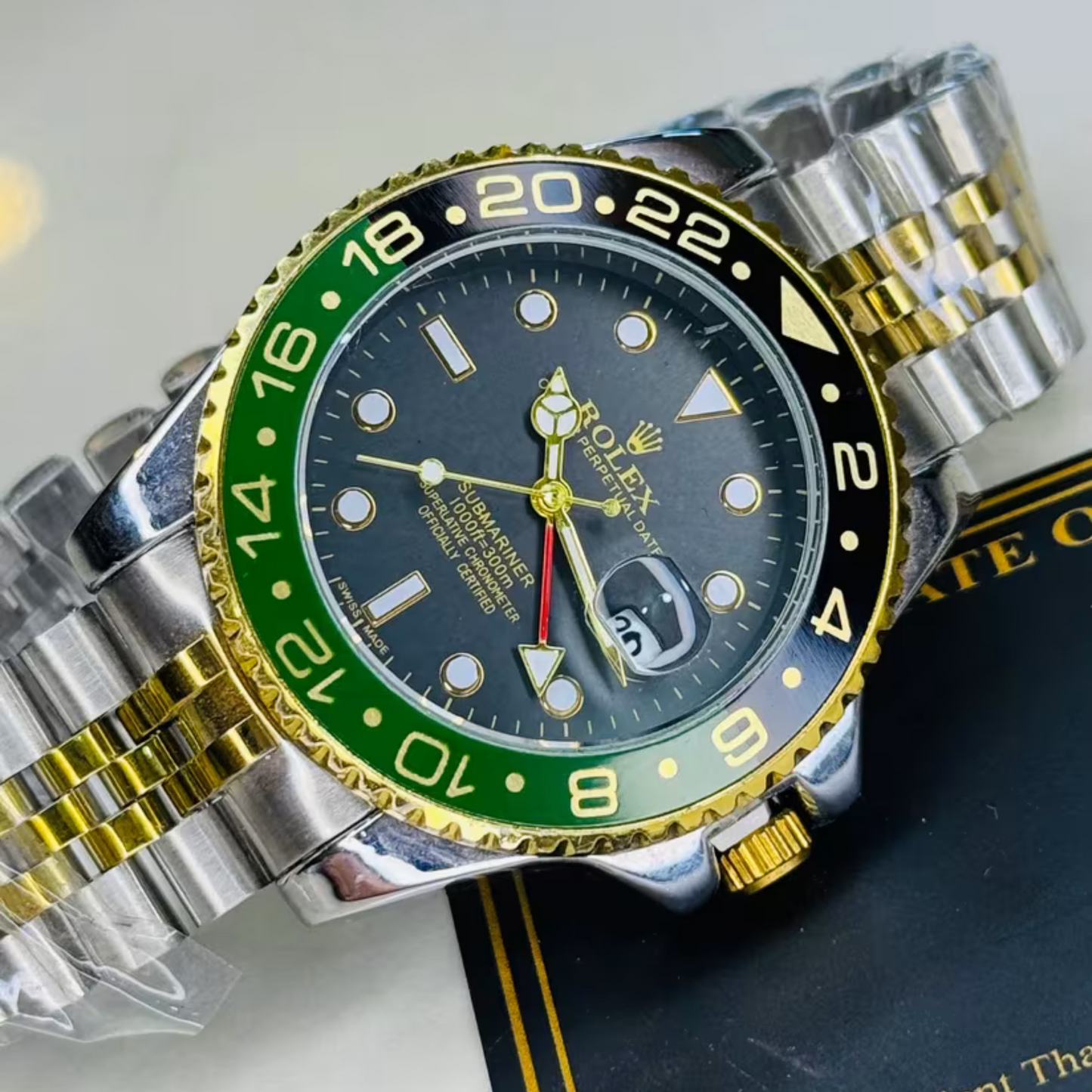 Two Tone Sprite Chain Strapped Submariner Watch