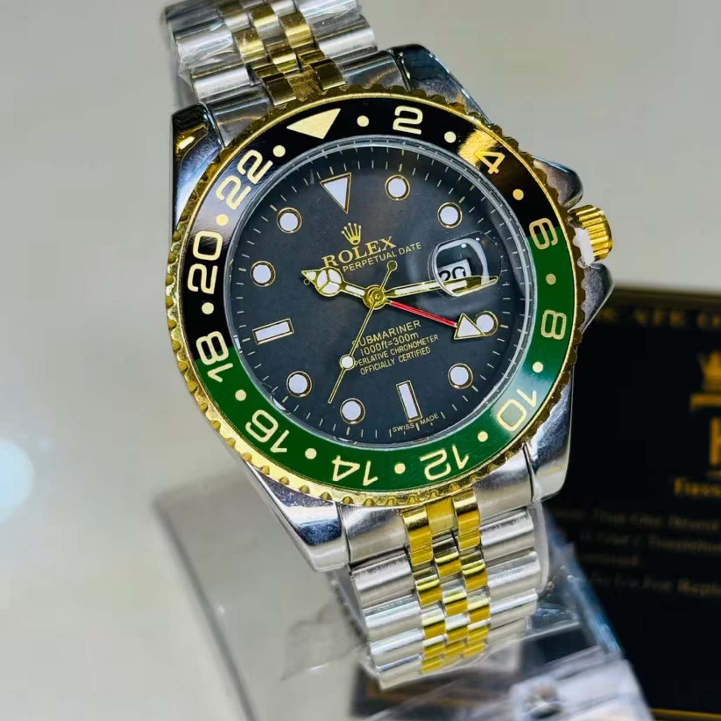 Two Tone Sprite Chain Strapped Submariner Watch