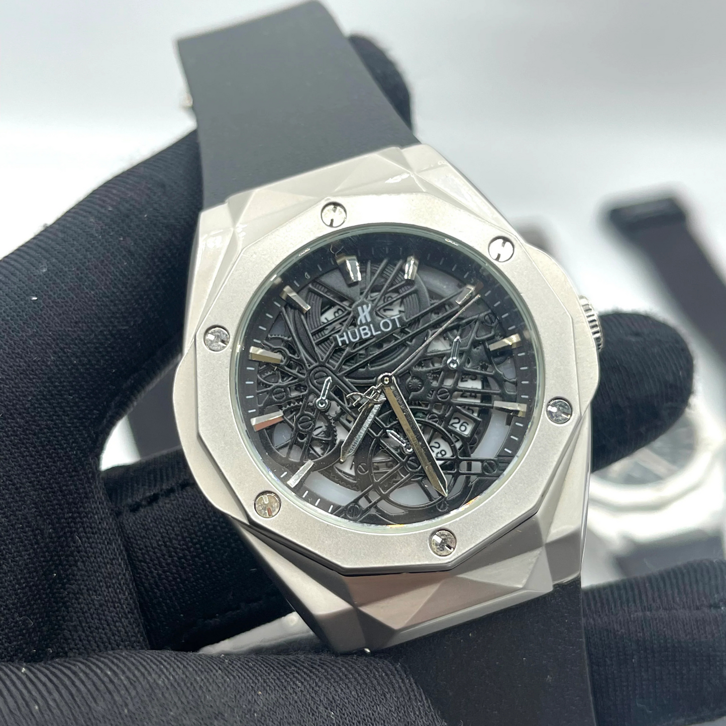 Hub DIAMOND CUT watch silver black