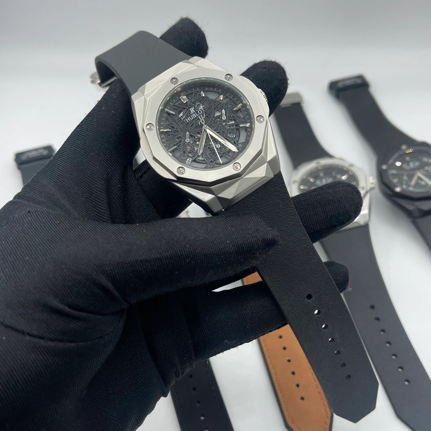 Hub DIAMOND CUT watch silver black