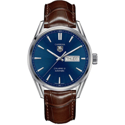 Carrera Tag Heuer - Master Lock, Day & Date , Leather Strap Watch Brown Colour