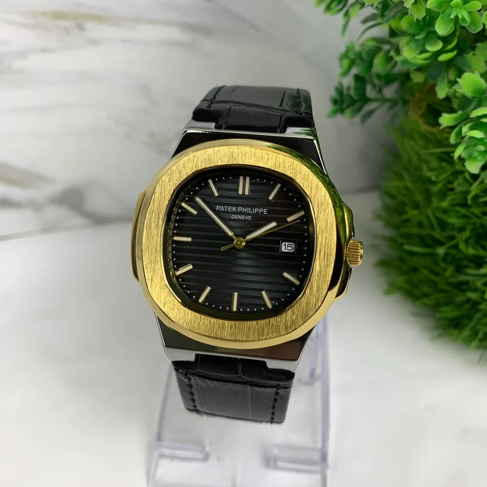 Patek Philippe Rose Gold Octagonal Watch with Premium Leather Strap
