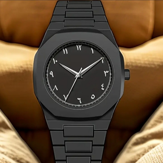 Black Aura Quartz Watch – Stylish Analog Watch for Men & Boys